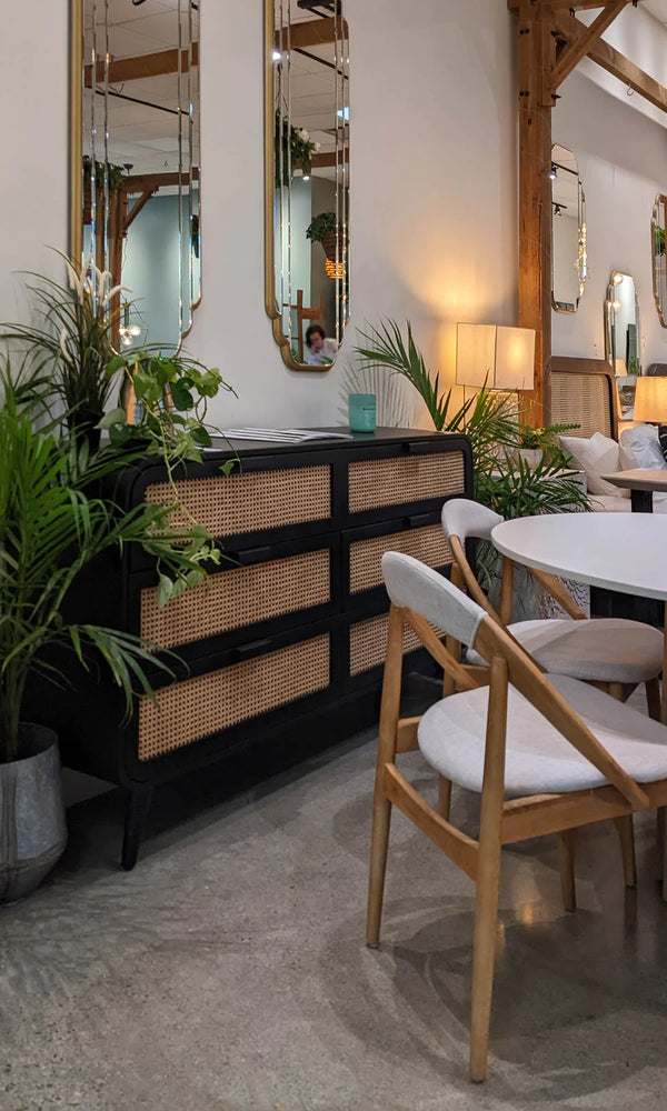 Cane Oval 6 Drawer Dresser