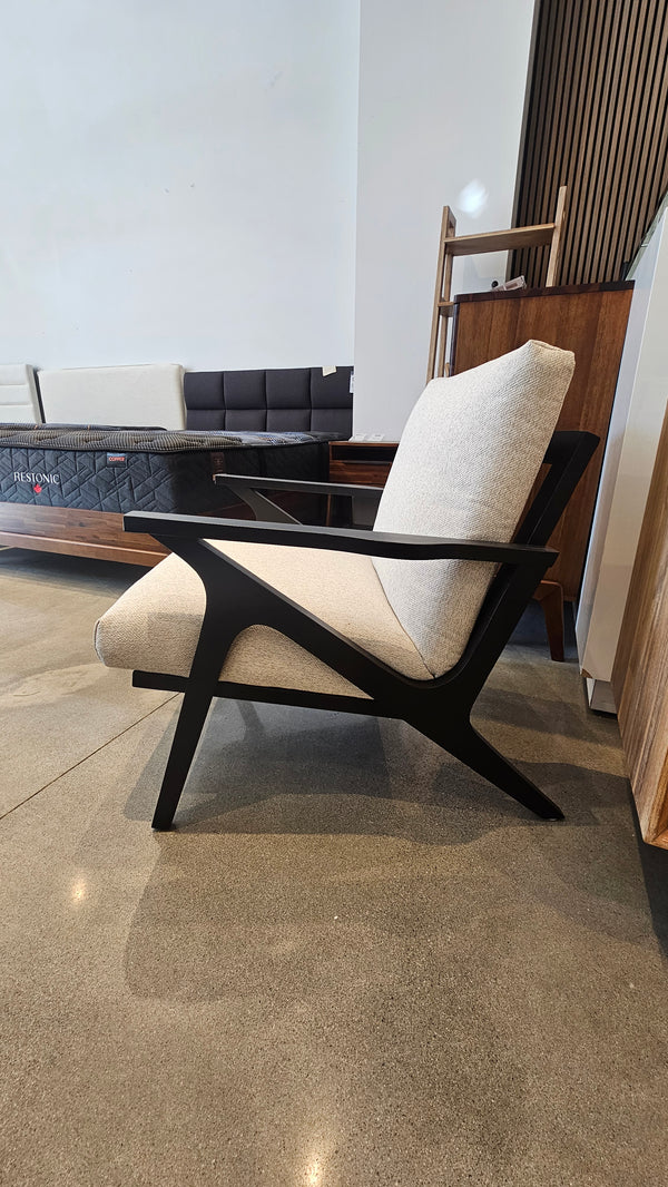 Accent Chair – Loop Palladium Fabric | Mid-Century Style (Floor Model)