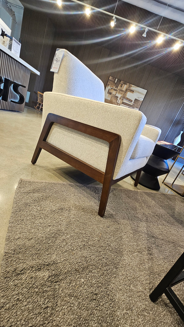 Accent Chair – Palladium Cream Fabric with Espresso Wooden Base (Floor Model)