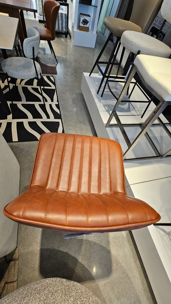 Adjustable Air-Lift Swivel Stool – Saddle Cognac Faux Leather (Floor Model)