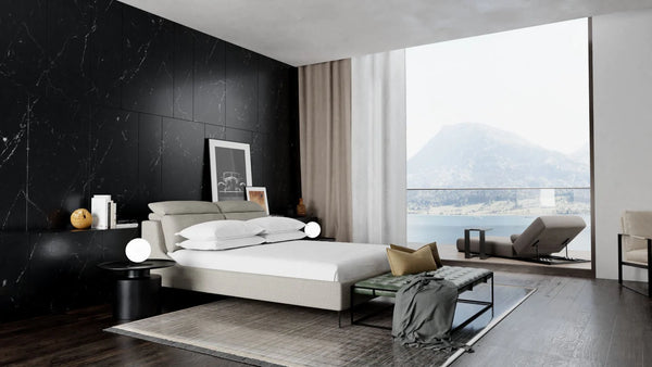 Chillout King Bed - Stone Boucle