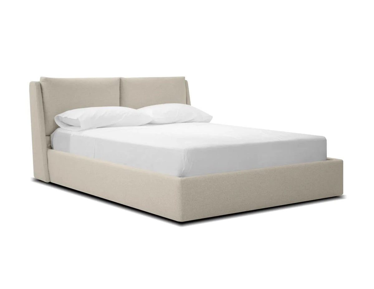 Continental King Storage Bed - Stone Wheat Tweed