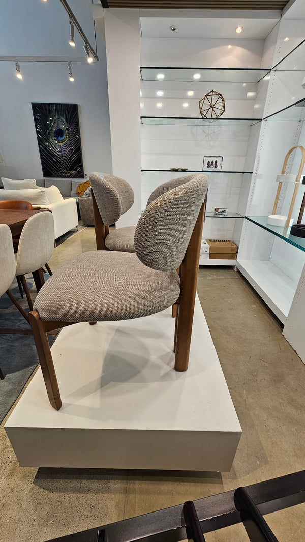 Douglas Dining Chair – Manning Taupe Upholstery & Walnut Base (Floor Model)