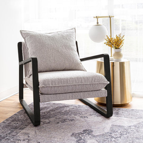 Sling Chair – Black Frame – Taupe Boucle