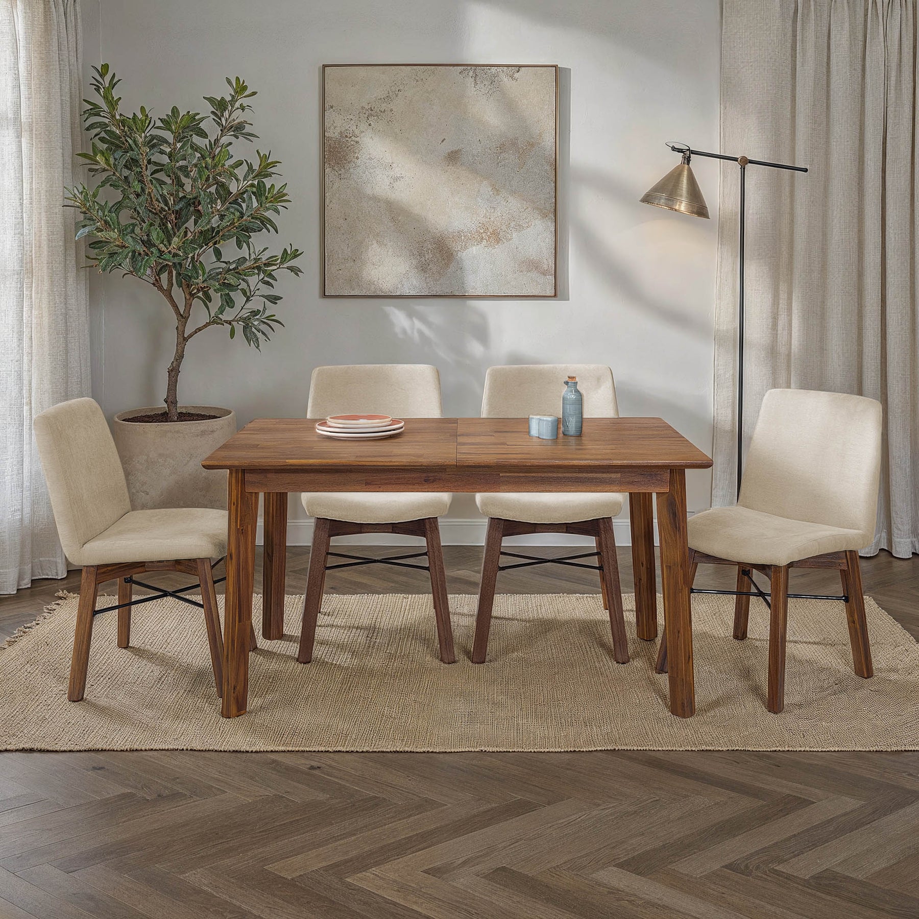 Maya Small Extension Dining Table 55/71” - Warm Pecan