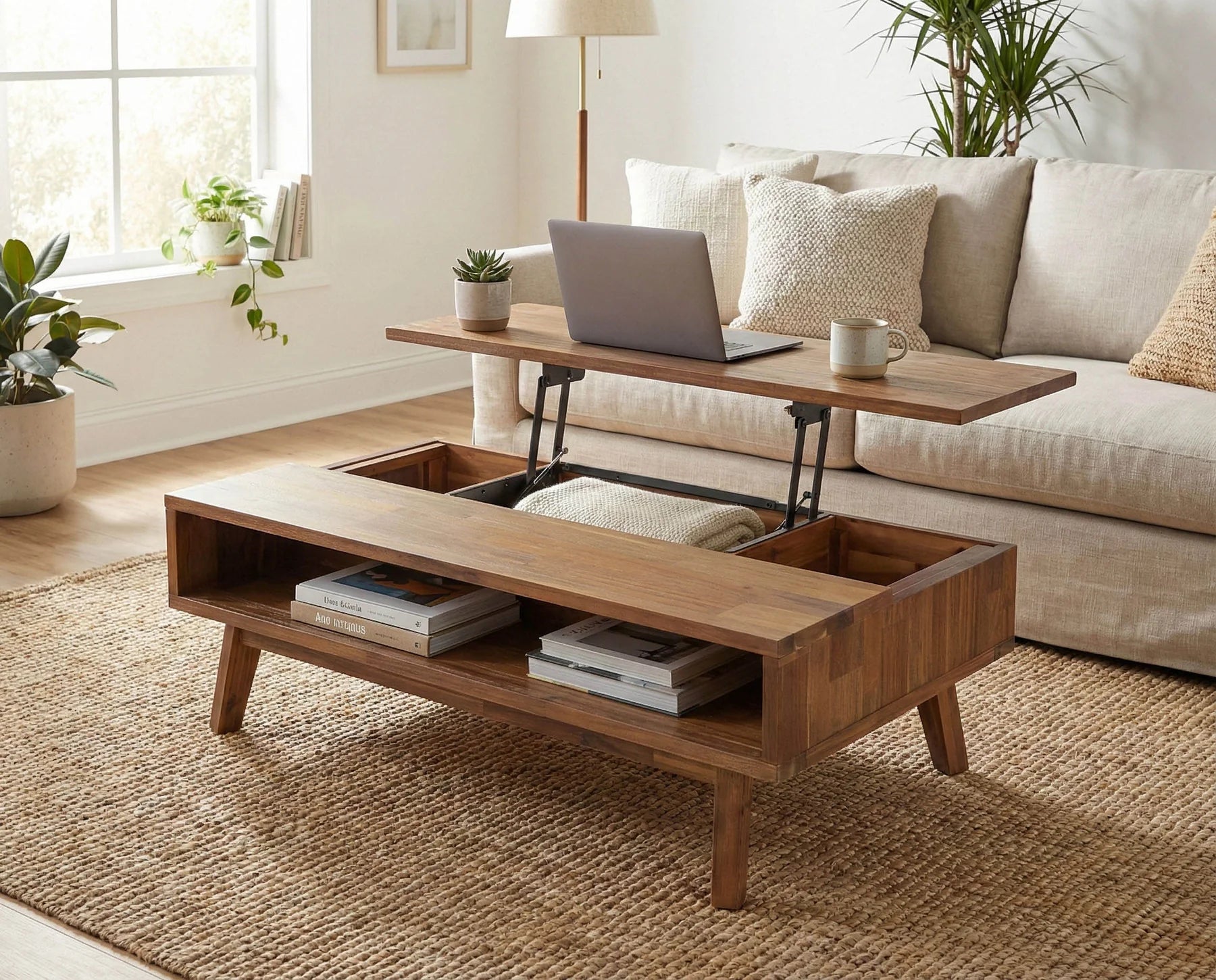 Maya Coffee Table With Lift Top - Warm Pecan