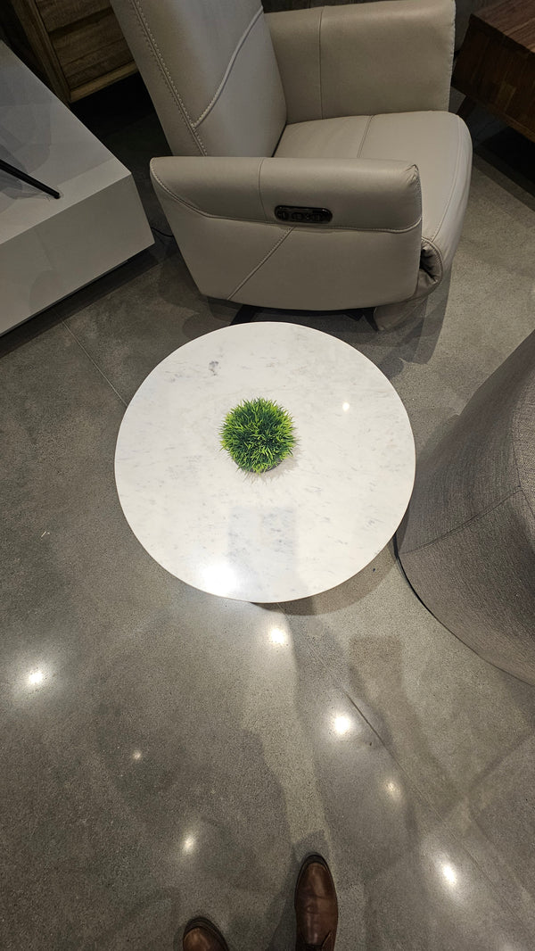 Jem Accent Table | Walnut Mango Wood & White Marble Top (Floor Model)