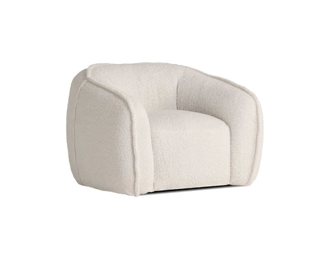 Duffy Swivel Lounge Chair in Teddy Cream Boucle