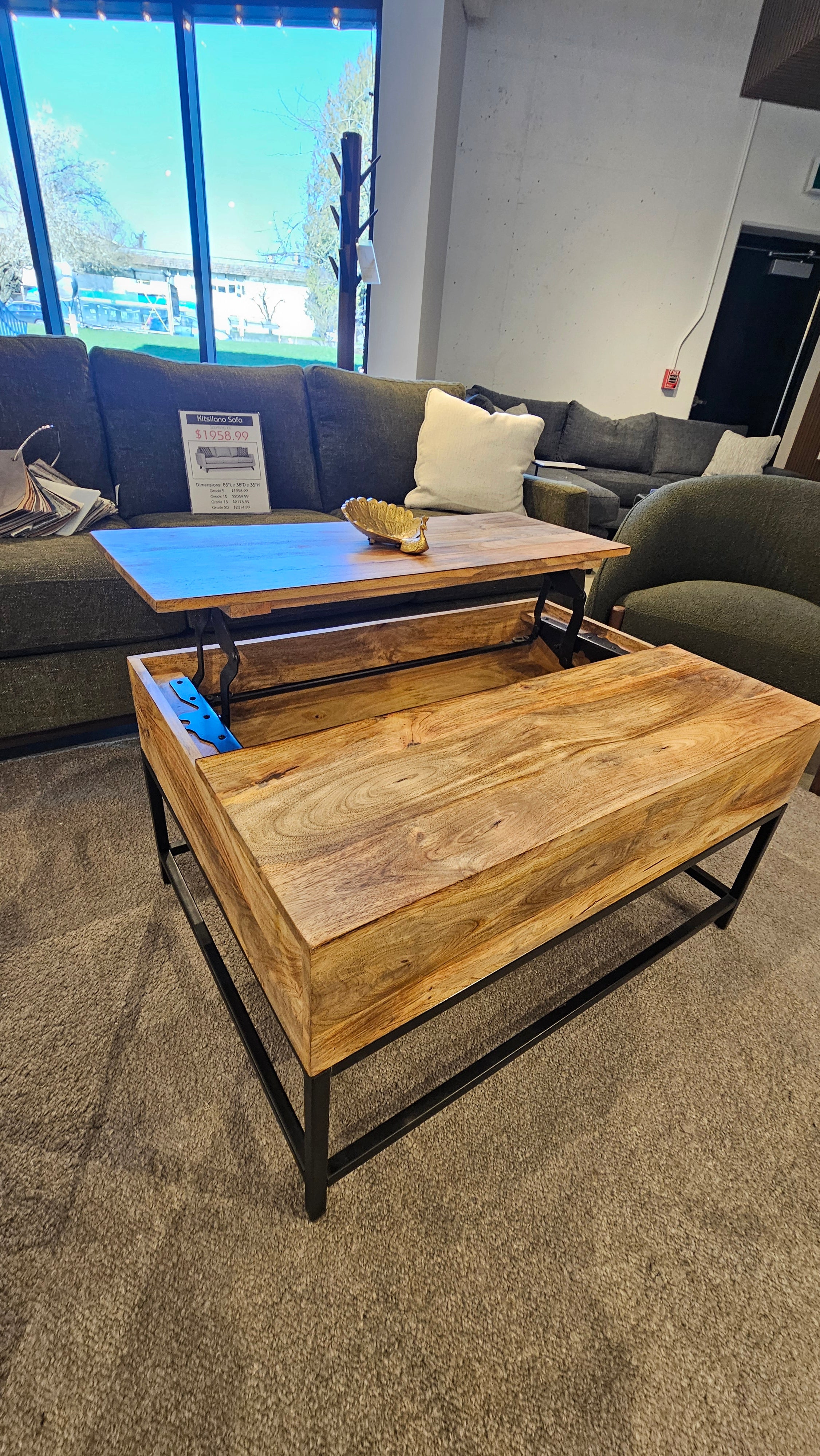 Lift-Top Solid Mango Wood Coffee Table (Floor Model)