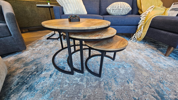 Mango Wood Nesting Coffee Tables – Set of 3 (Floor Model)