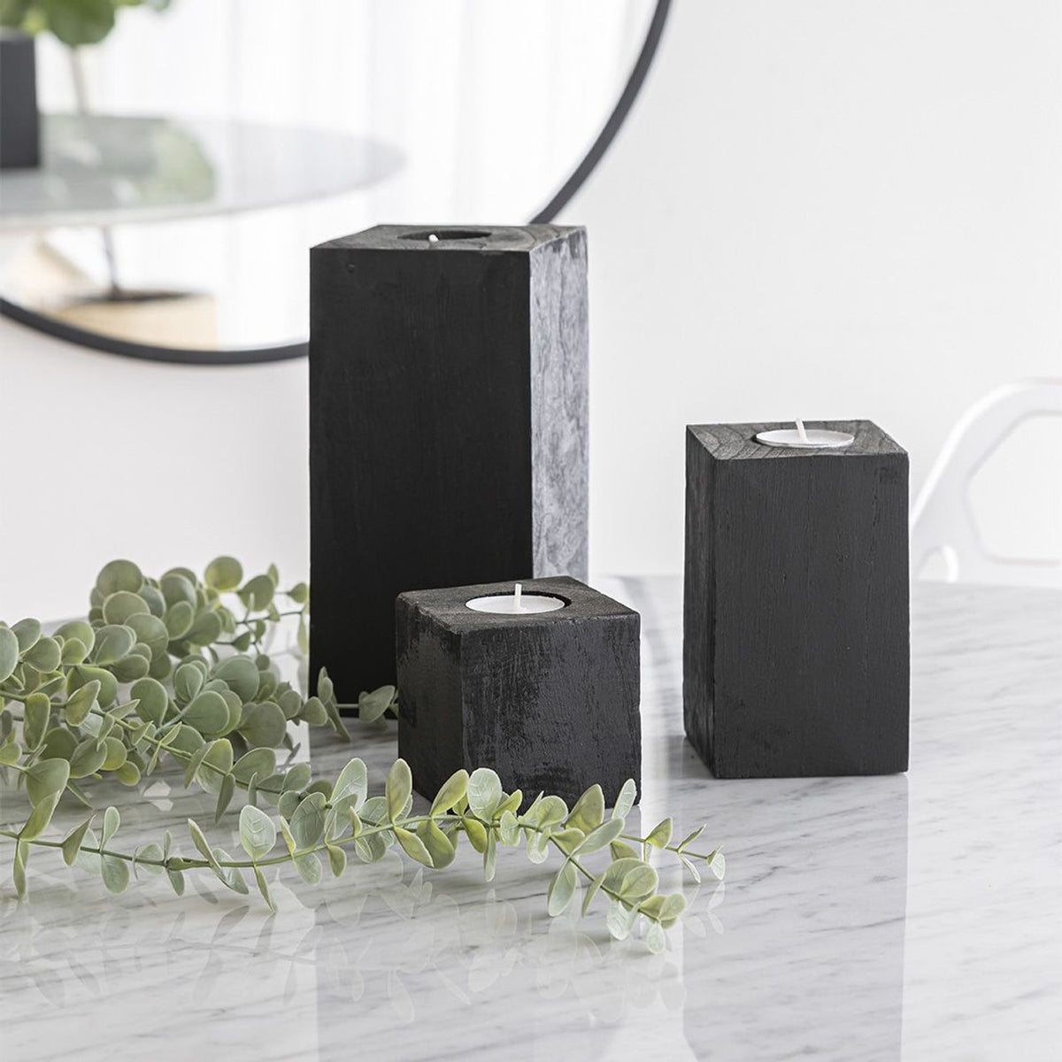Nova Tealights (Set of 3) – Square - Black
