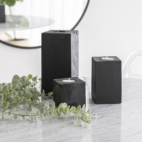 Nova Tealights (Set of 3) – Square - Black