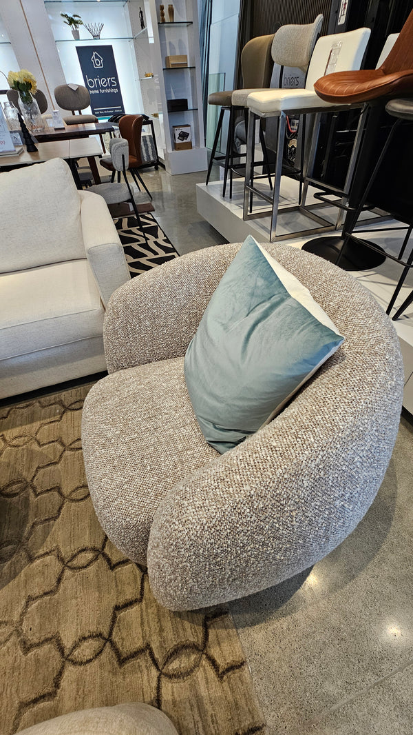 Palermo Swivel Accent Chair – Midi Almond Bouclé (Floor Model)