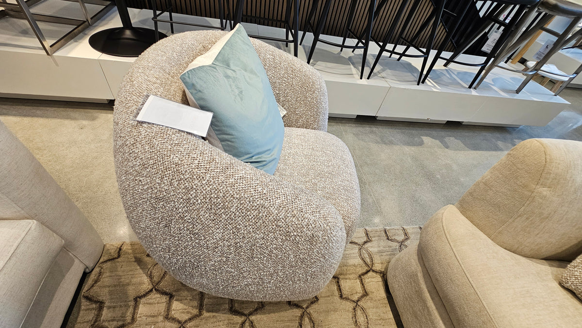 Palermo Swivel Accent Chair – Midi Almond Bouclé (Floor Model)