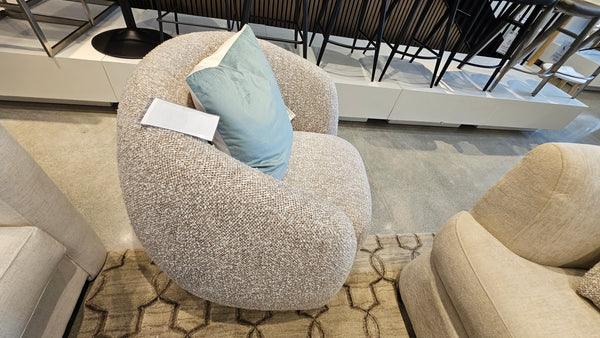 Palermo Swivel Accent Chair – Midi Almond Bouclé (Floor Model)