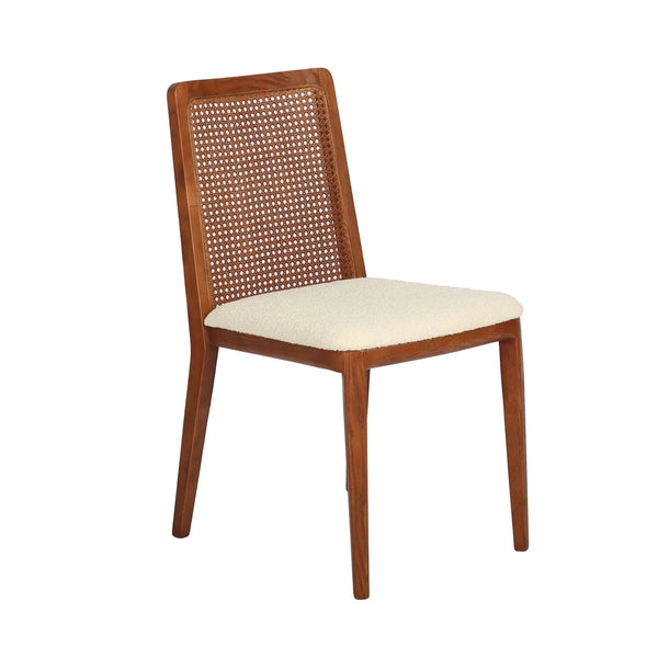 Cane Dining Chair - Scandi Boucle White/Brown Frame (Limited Edition)