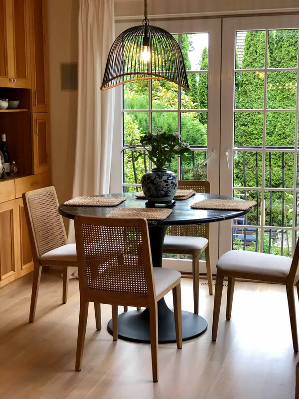 Cane Dining Chair - Oyster Linen/Natural