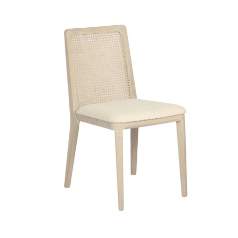 Cane Dining Chair - Scandi Boucle White/White Wash Frame (Limited Edition)