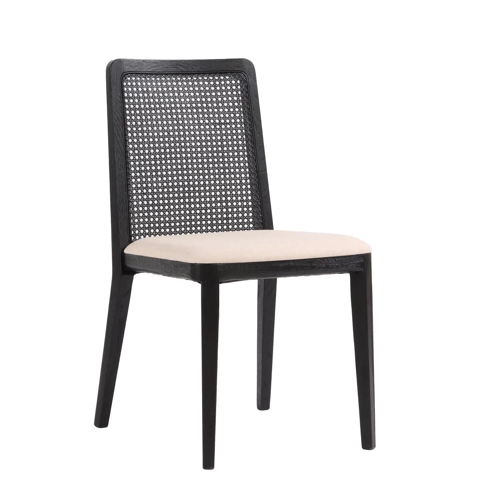 Cane Dining Chair - Oyster Linen/Black Frame