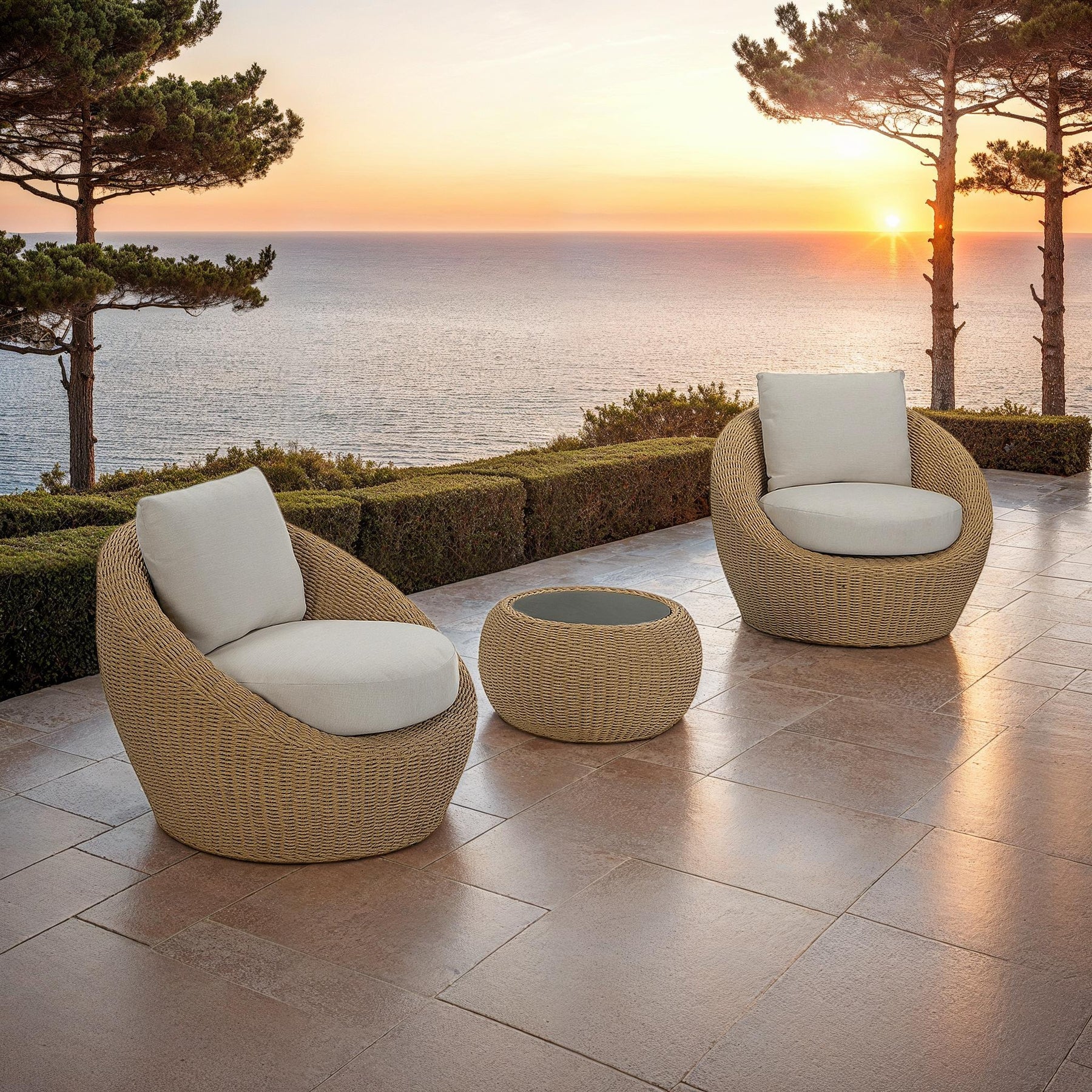 Woven Coastal Side Table