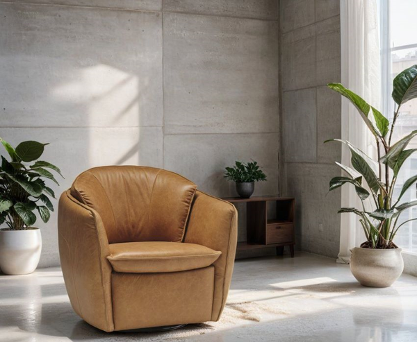 Jaymie Leather Swivel Chair (Charcoal)