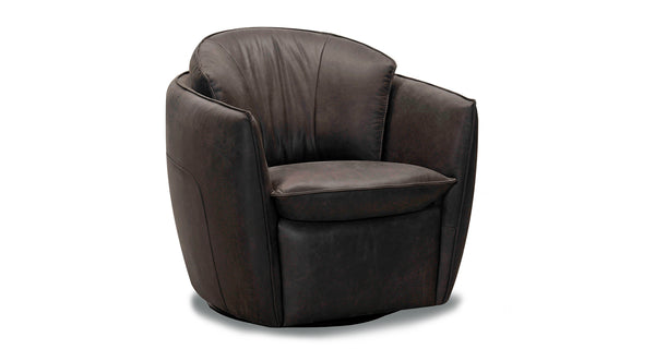 Jaymie Leather Swivel Chair (Charcoal)