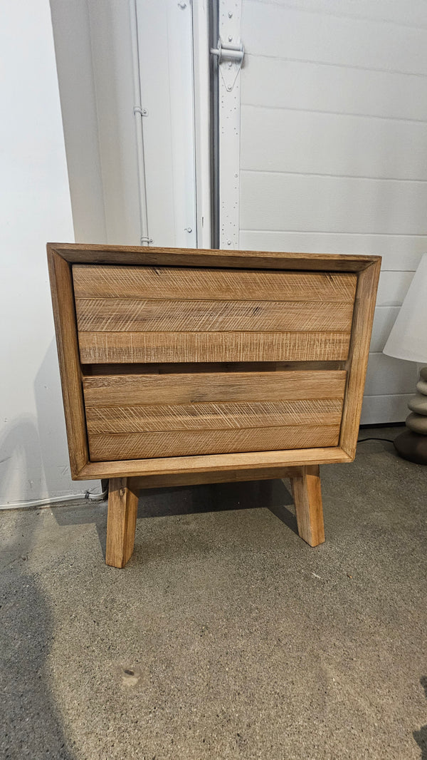 Solid Acacia Wood 2-Drawer Nightstand | Storage (Floor Model)
