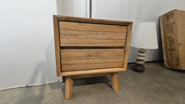 Solid Acacia Wood 2-Drawer Nightstand | Storage (Floor Model)