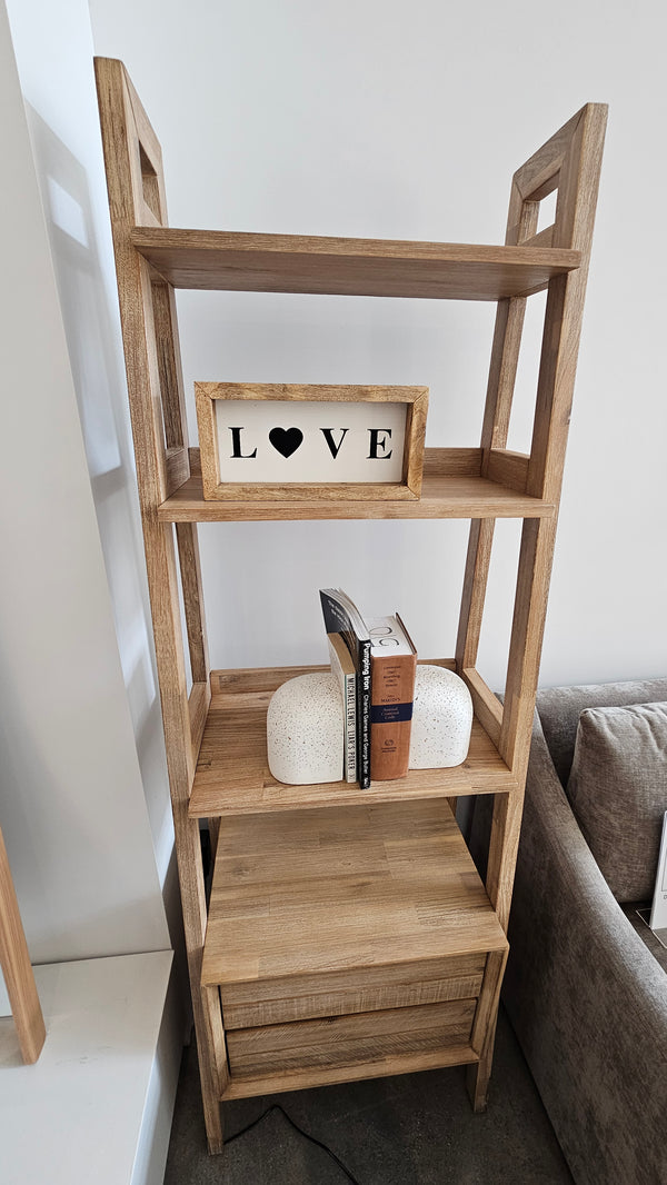 Solid Acacia Wood Modular Bookcase – Light Driftwood Finish (Floor Model)