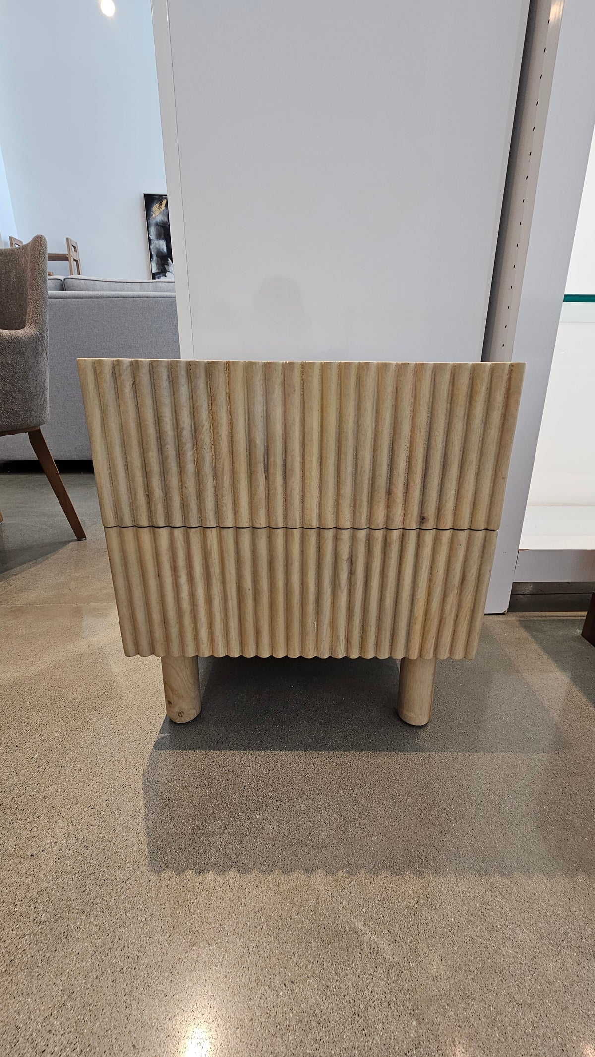 Solid Mango Wood 2-Drawer Accent / Night Table – Natural Finish (Floor Model)