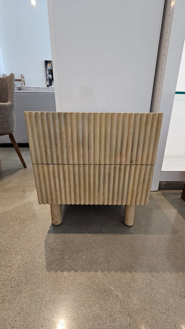 Solid Mango Wood 2-Drawer Accent / Night Table – Natural Finish (Floor Model)