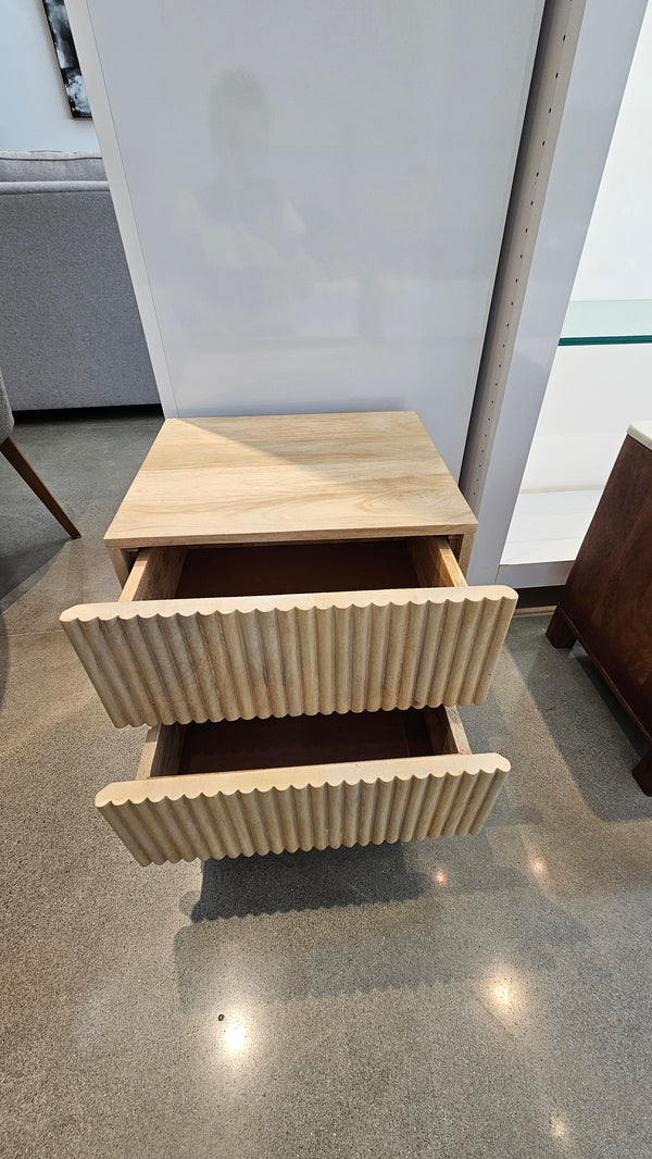Solid Mango Wood 2-Drawer Accent / Night Table – Natural Finish (Floor Model)