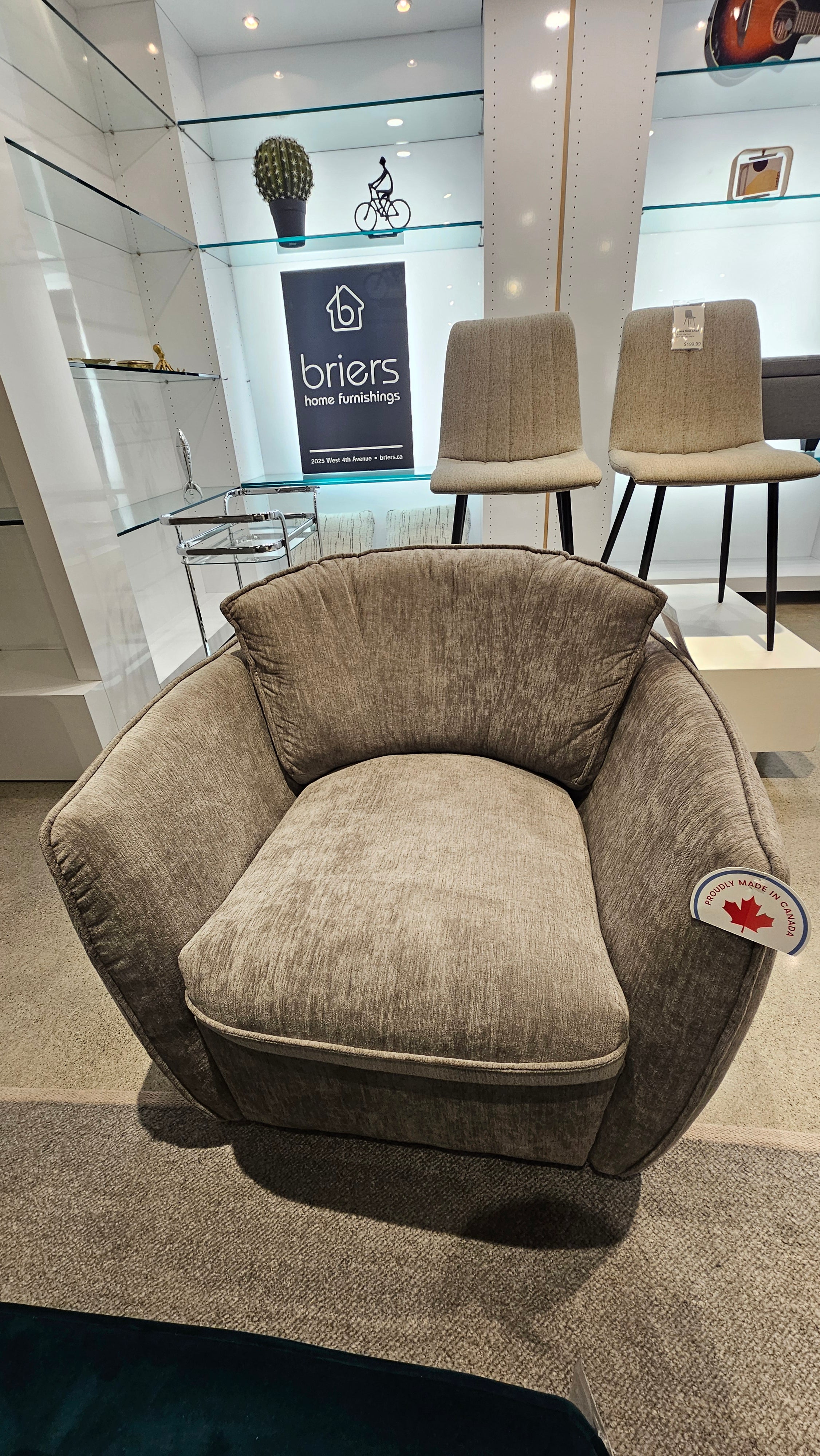 Swivel Glider Chair – Dream Mocha (Mocha/Grey), Made in BC (Floor Model)