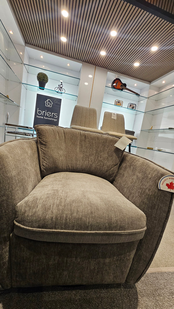 Swivel Glider Chair – Dream Mocha (Mocha/Grey), Made in BC (Floor Model)