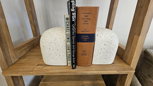 Terrazzo Bookends – Set of 2 | White Speckled (Floor Model)