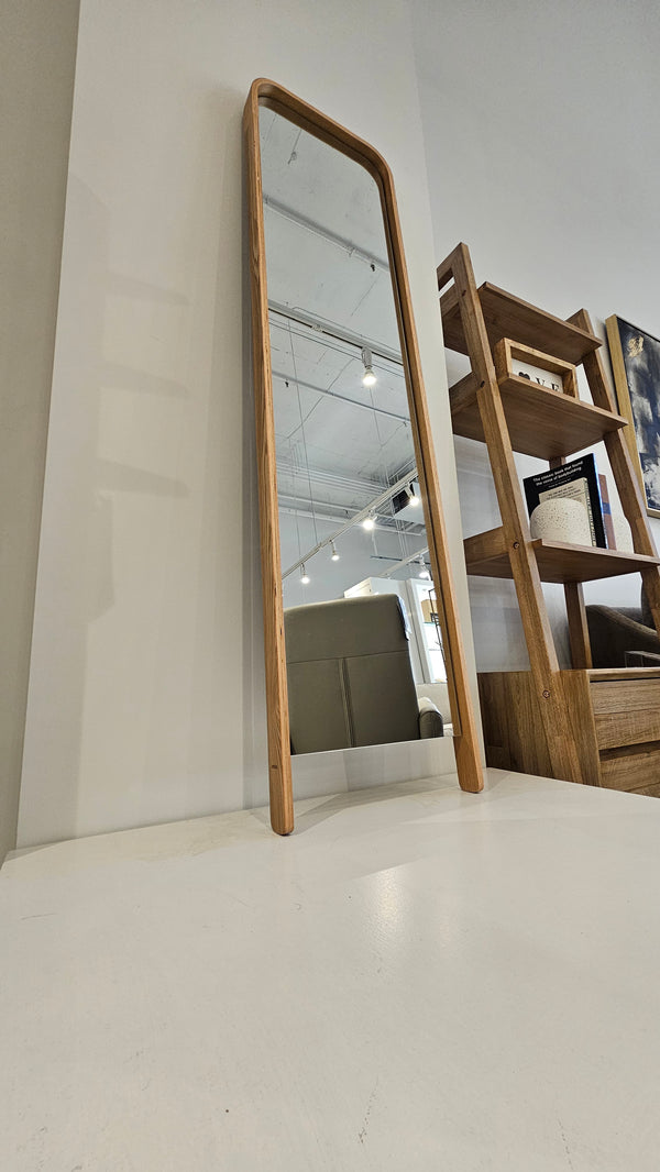 Wood Leaning Floor Mirror | Curved Sustainable Wood Frame (Floor Model)