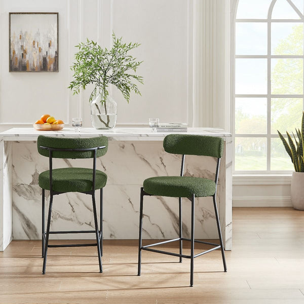 Alana Counter Stool - Green Boucle