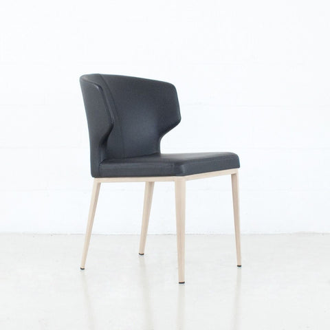 Bow Dining Chair - Black Leatherette - Wood Imprint