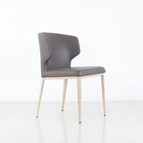 Bow Dining Chair - Charcoal Leatherette - Wood Imprint