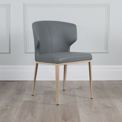 Bow Dining Chair - Silverstone Leatherette - Wood Imprint