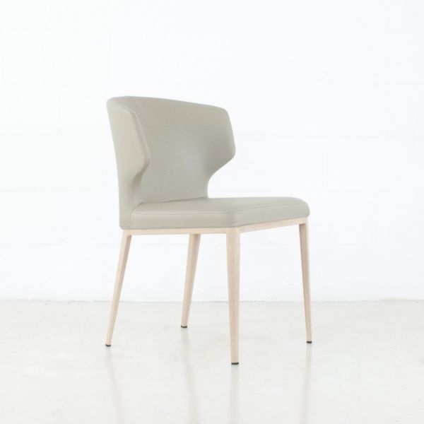 Bow Dining Chair - Taupe Leatherette - Wood Imprint
