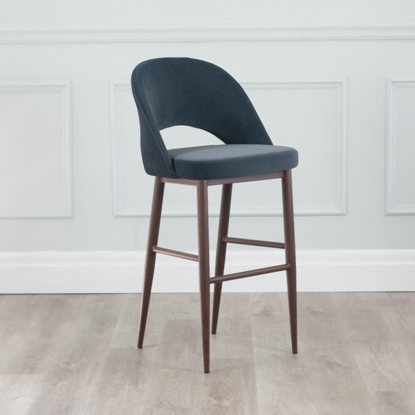 Coconut Velvet Bar Stool - Grey