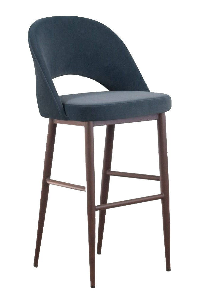 Coconut Velvet Bar Stool - Grey