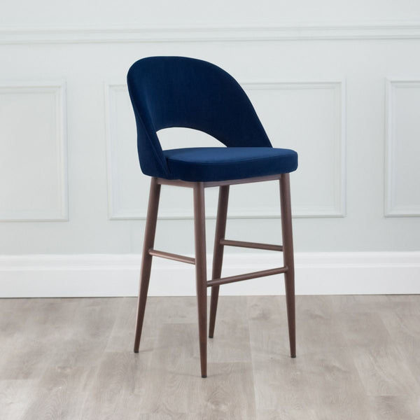Coconut Velvet Bar Stool - Royal Blue