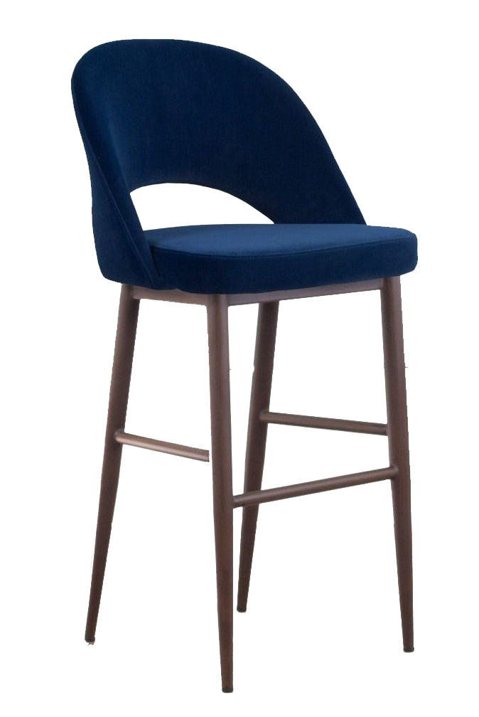 Coconut Velvet Bar Stool - Royal Blue
