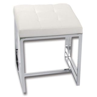 Padded Stool with Chrome Plated Legs - White