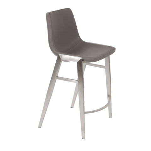 Rocket Bar Stool - Grey with Stainless Steel
