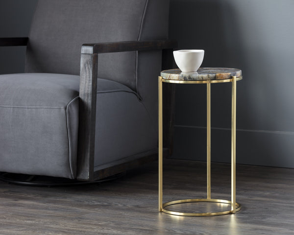 Tillie End Table - Brass- Agate Stone