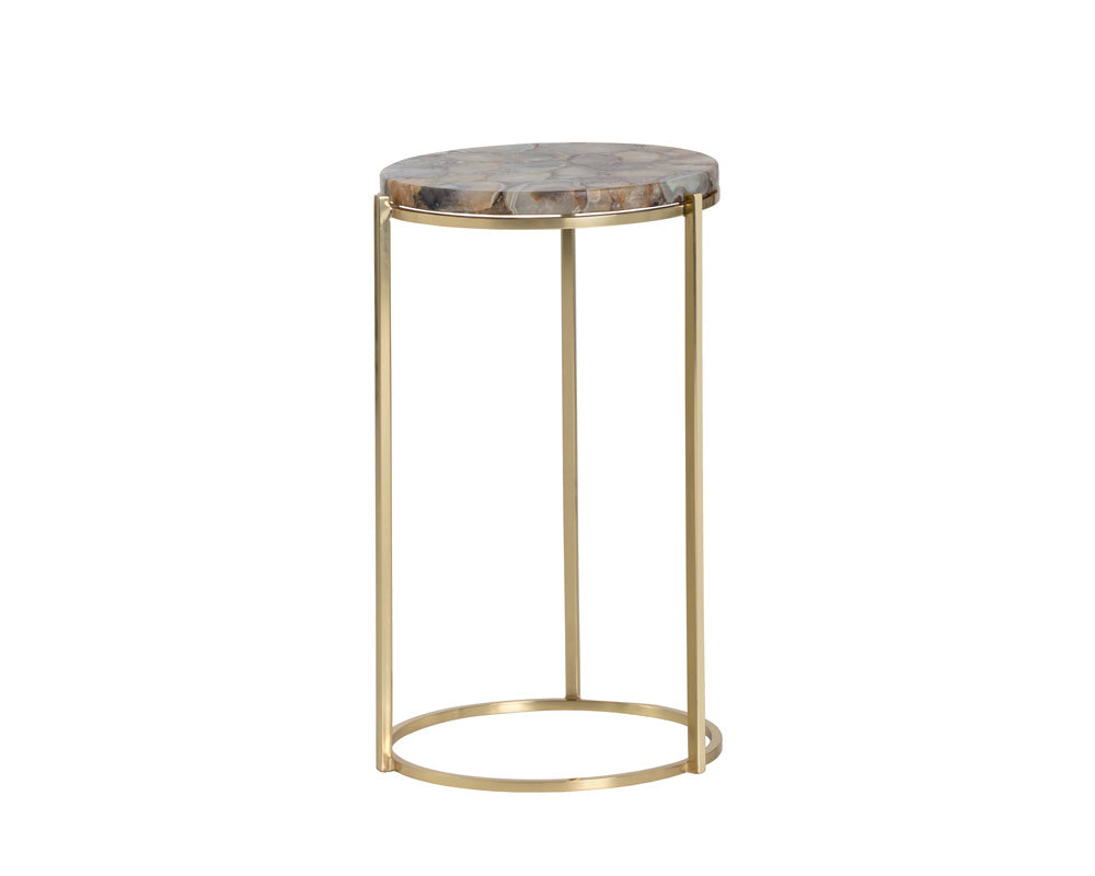 Tillie End Table - Brass- Agate Stone