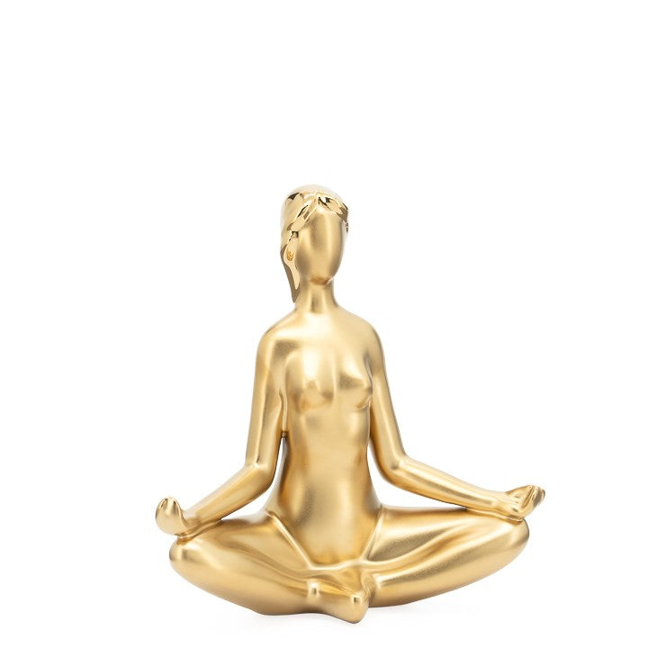 Yoga Matte Gold Ceramic Decor Sculpture - Hands On Knees